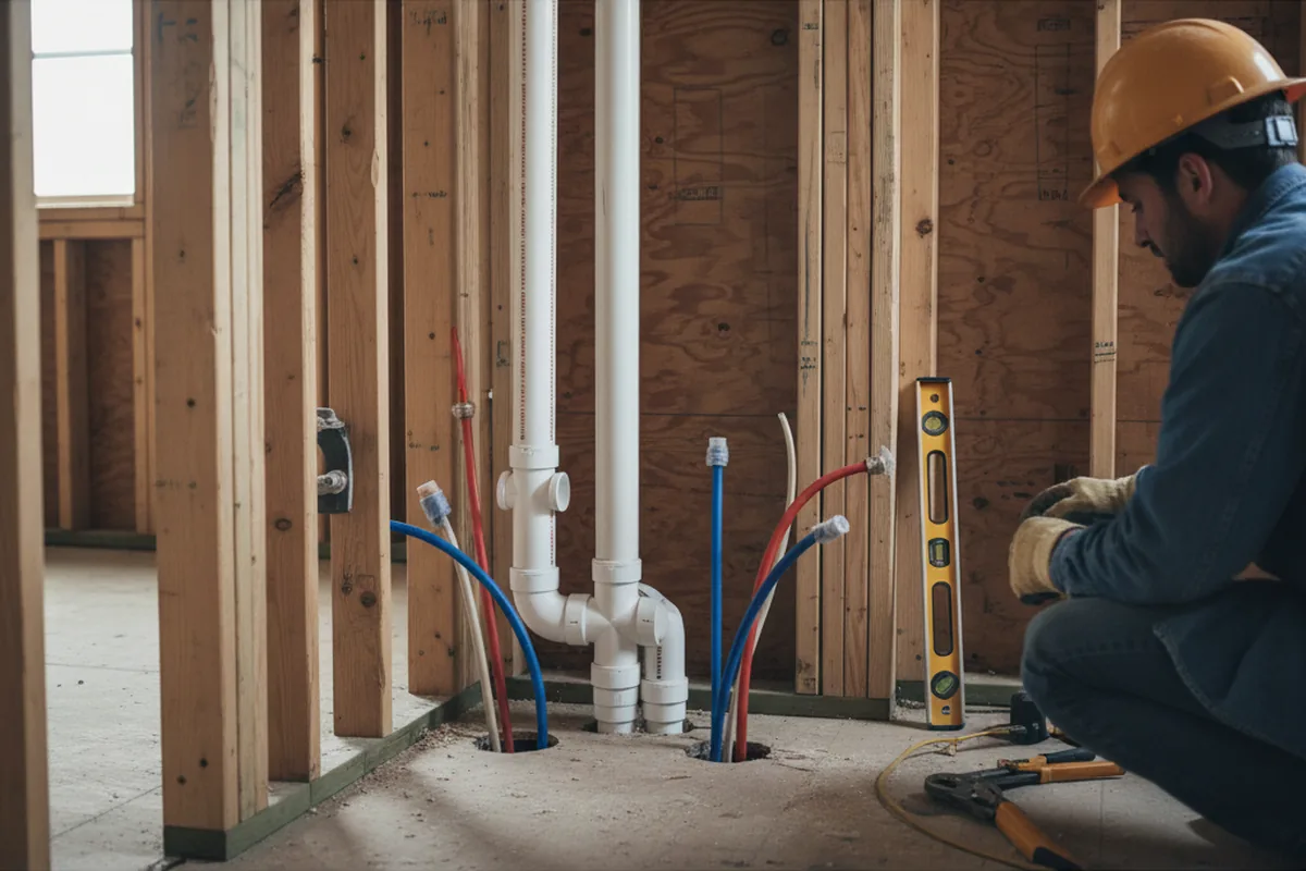Drain and supply rough-in during Leak Detection in Wakeman