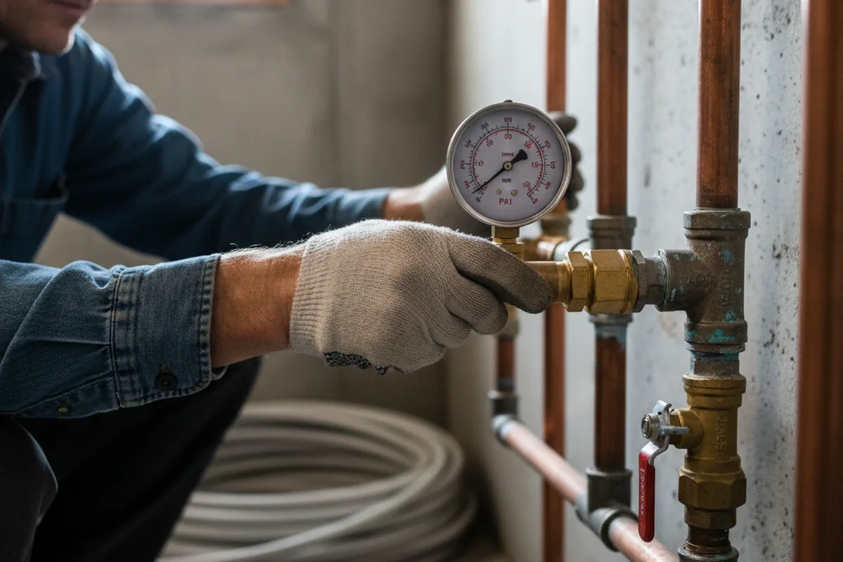 Pressure testing a repaired line during Water Line Repair in Wakeman